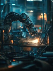 Canvas Print - Robot welding metal in factory