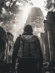 Canvas Print - Man Walking Through Forest