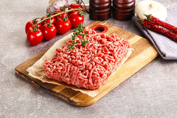 Wall Mural - Raw minced beef uncooked meat