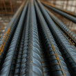 © Iskandar - texture of steel deformed or bars background Deformed steel bars for reinforced concrete, metal texture close up Reinforcement steel rod and deformed bar with rebar at construction site.