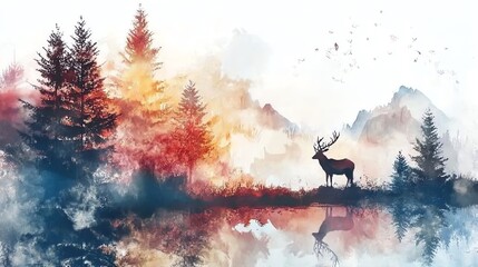 Wall Mural - Misty Mountain Deer