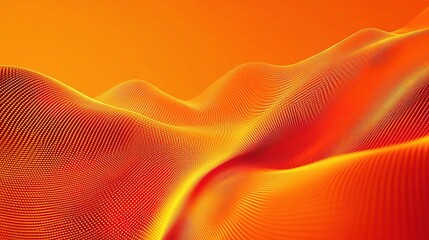 Wall Mural - Fiery Digital Dunes: Abstract 3D landscape of glowing orange waves, perfect for tech, music, or modern design projects. 