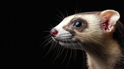 Wall Mural - A Close-Up Portrait of a Curious Ferret