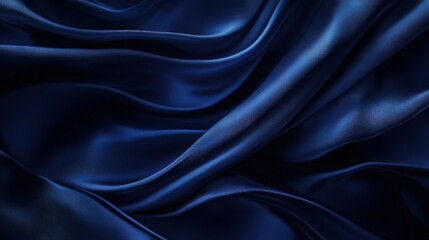 Poster - Midnight Blue Silk Drape: A mesmerizing macro photograph of a navy blue silk fabric, its luxurious texture and deep, rich color captured in a captivating swirl.