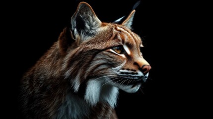 Wall Mural - Closeup Portrait of a Lynx with a Black Background