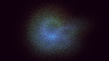 Poster - 3D rendering abstract blue fractal light background. Its not AI Generatd illustration.