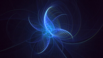 Poster - 3D rendering abstract blue fractal light background. Its not AI Generatd illustration.