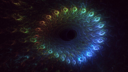Poster - 3D rendering abstract blue fractal light background. Its not AI Generatd illustration.