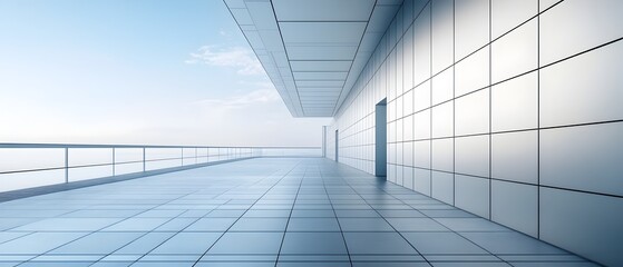 Poster - Architectural photography showcasing the use of composite structures in the design of sustainable and strong buildings  The image presents a modern minimalist interior with clean lines glass