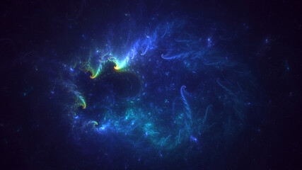 Poster - 3D rendering abstract blue fractal light background. Its not AI Generatd illustration.