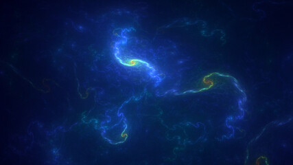 Poster - 3D rendering abstract blue fractal light background. Its not AI Generatd illustration.