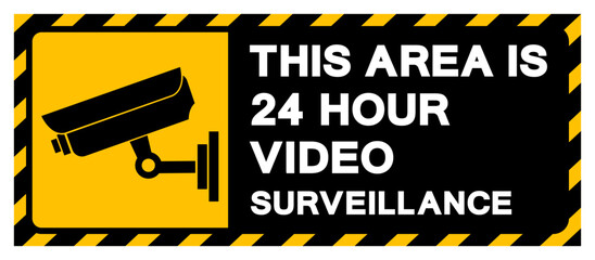 this area is 24 hour video surveillance symbol sign, vector illustration, isolate on white backgroun