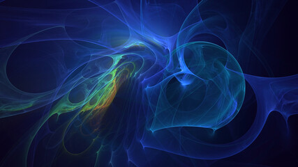 Poster - 3D manual rendering abstract multicolor fractal light background. Its not AI Generatd illustration.