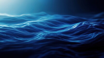 Canvas Print - Deep Blue Digital Waves: A mesmerizing 3D render of undulating, abstract waves in shades of blue, evoking a sense of depth and motion. 