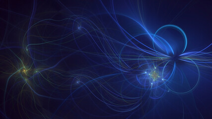 Poster - 3D manual rendering abstract multicolor fractal light background. Its not AI Generatd illustration.