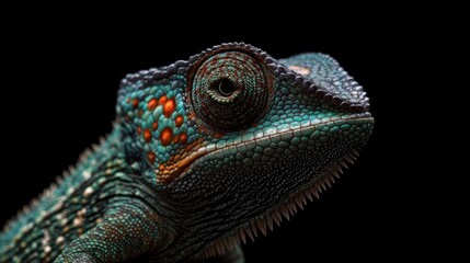 Poster - Close-Up Portrait of a Chameleon with Vivid Colors