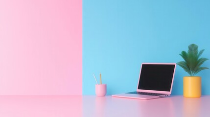 Technological revolution, flat design, side view, digital transformation theme, 3D render, colored pastel