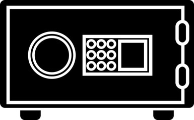 Poster - Safe Deposit Box Icon. Closed safe and object that are stored in it such as money and security. Strongbox lock Vector sign in flat style. Peter symbol or logo isolated on transparent background.