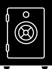 Poster - Safe Deposit Box Icon. Closed safe and object that are stored in it such as money and security. Strongbox lock Vector sign in flat style. Peter symbol or logo isolated on transparent background.