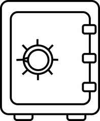 Poster - Safe Deposit Box Icon. Closed safe and object that are stored in it such as money and security. Strongbox lock Vector sign in outline style. Peter symbol or logo isolated on transparent background.