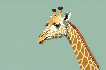 Giraffe isolated on green background. Cartoon style. Vector illustration. ai generative