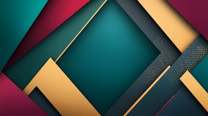 Abstract Geometric Pattern with Teal, Burgundy, and Gold Colors