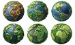 © PRI - Earth globe set with leaf texture isolated on transparent background perfect for environmental and sustainability themes