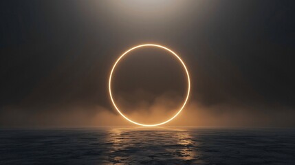Aufkleber - Minimalist background with a single illuminated dot or circle in the center on a dark backdrop.