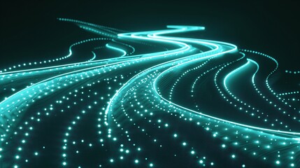 Aufkleber - Serene path of softly glowing dots or lines against a minimalist dark background.