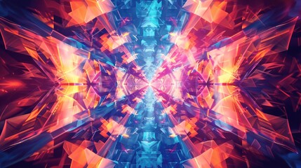 Poster - Kaleidoscope of glowing geometric shapes and patterns creates a vibrant, mesmerizing visual display.