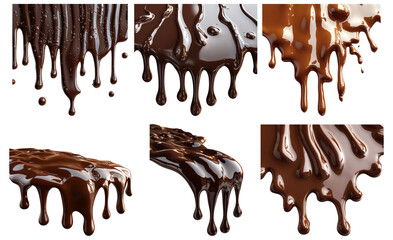 Chocolate drip set isolated on transparent background