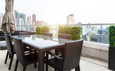 Wall Mural - Table and chairs on balcony