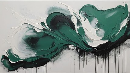 Aufkleber - abstract swirling green and white fluid art design