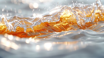Poster - captivating splashes of golden water under gentle sunlight in a serene lake setting
