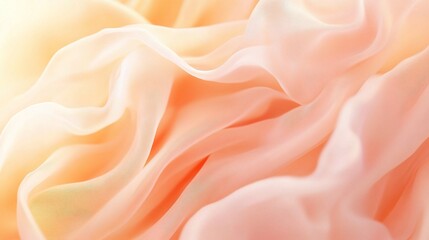 Poster - Peach Dream: Soft, flowing peach-colored fabric drapes elegantly, evoking a sense of delicate beauty and tranquility. 