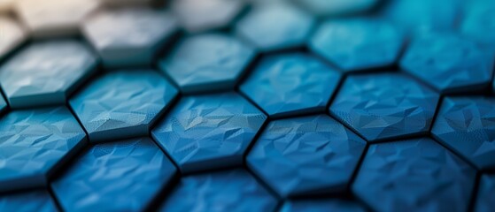  A tight shot of a blue hexagon, its surface reflecting soft light