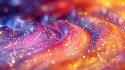 Poster - Colorful Abstract Fluid Patterns With Glitter in Warm Orange and Purple Hues