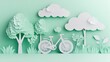 © wanna - Papercut of a bicycle and trees on a green background,