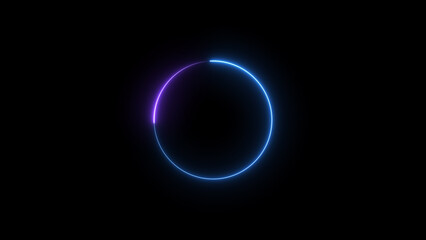Wall Mural - Abstract neon glowing circle frame loading background illustration.