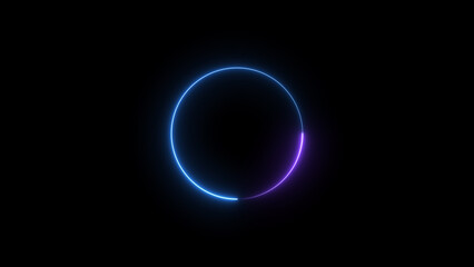 Wall Mural - Abstract glowing neon circle frame background illustration.