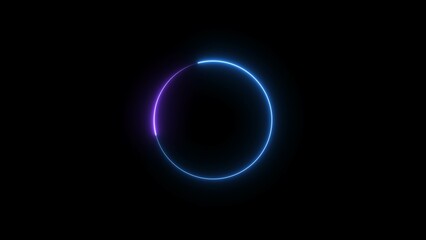 Wall Mural - Abstract glowing neon circle frame background illustration.