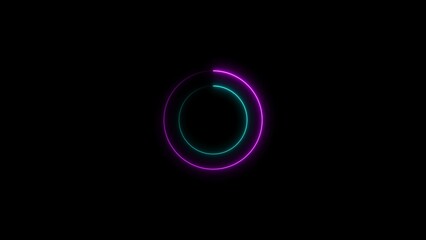 Wall Mural - Abstract glowing neon circle frame background illustration.