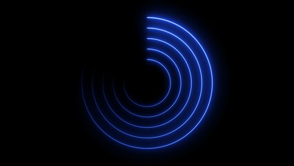 Wall Mural - Abstract neon glowing circle frame loading background illustration.