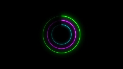 Wall Mural - Abstract glowing neon circle frame background illustration.