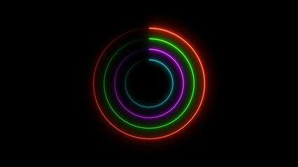 Wall Mural - Abstract glowing neon circle frame background illustration.