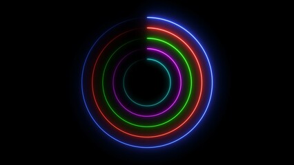 Wall Mural - Abstract neon glowing circle frame loading background illustration.