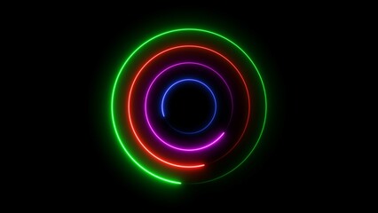 Wall Mural - Abstract glowing neon circle frame background illustration.