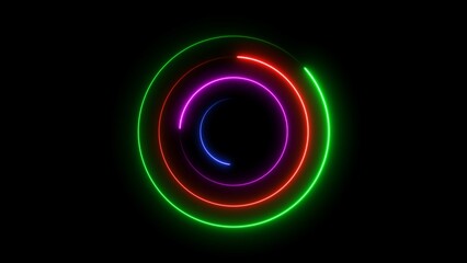 Wall Mural - Abstract glowing neon circle frame background illustration.