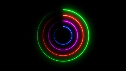 Wall Mural - Abstract glowing neon circle frame background illustration.