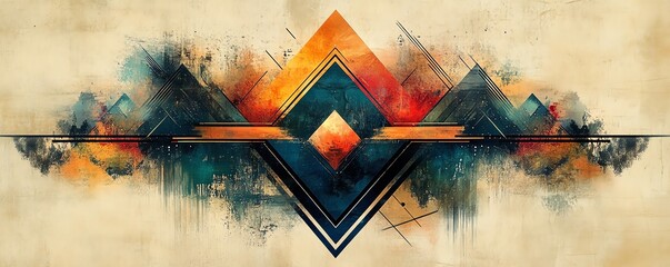 Poster - Geometric boho wallpaper, abstract design, light background